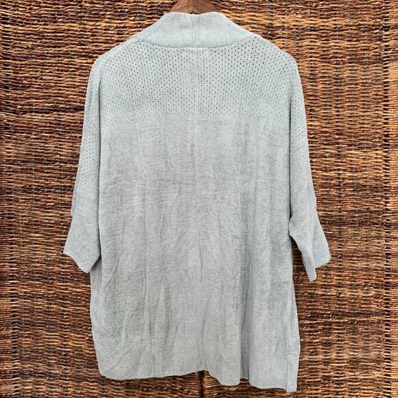 NWT Barefoot Dreams CozyChic Ultra Lite Pointelle Cardi sz L / XL Waterfall Sage - Picture 2 of 14